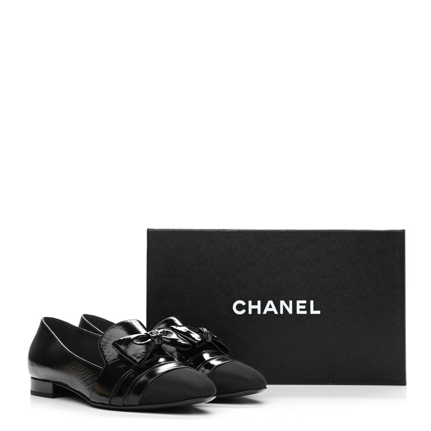 Chanel Patent Grosgrain Mocassin Loafers 39 Black 11 of 11
