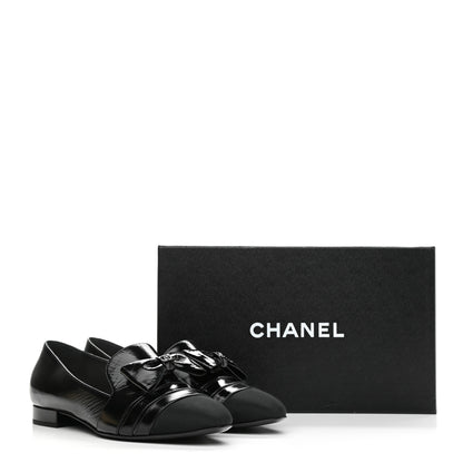 Chanel Patent Grosgrain Mocassin Loafers 39 Black 11 of 11