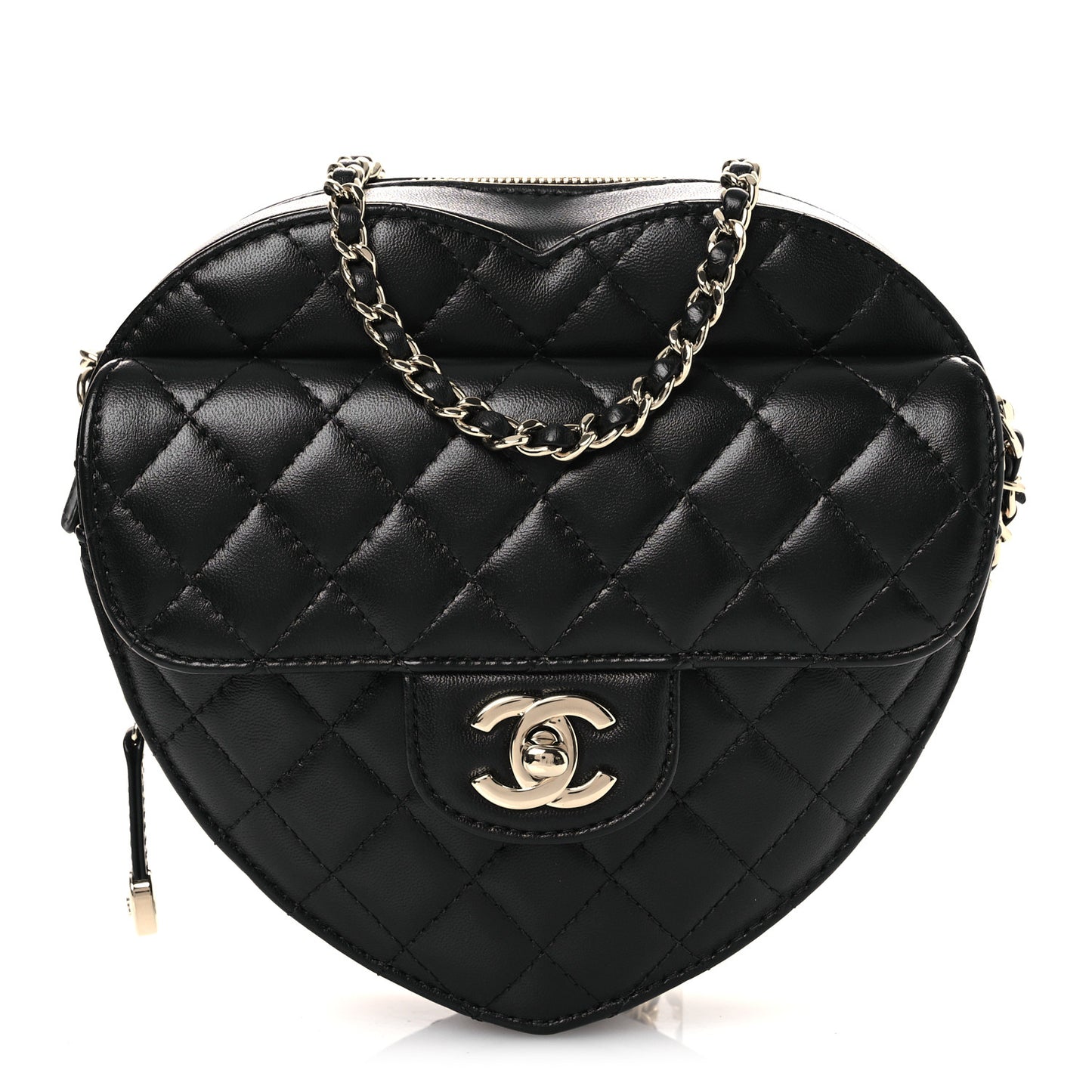 Lambskin Quilted CC In Love Heart Bag Black
