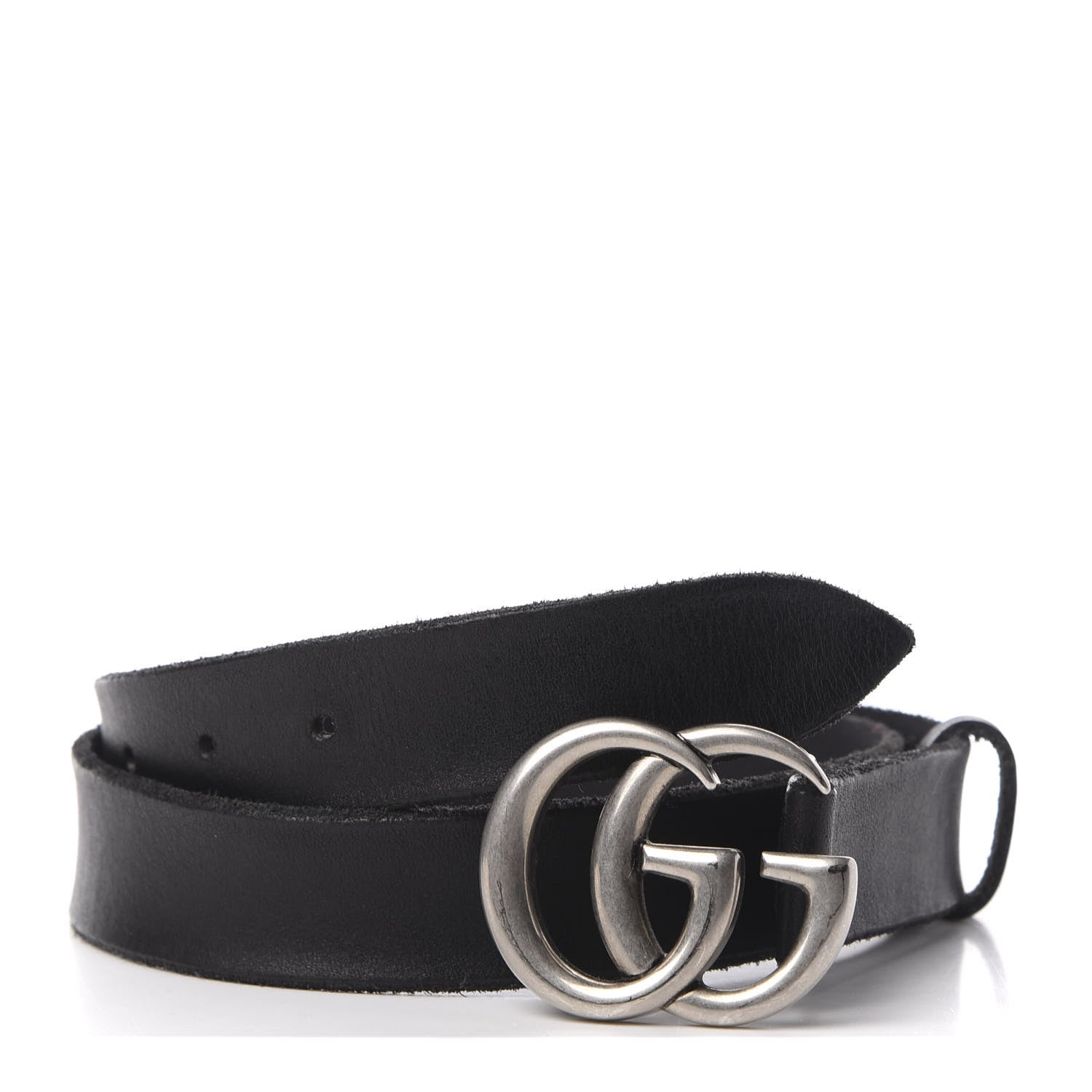 Gucci Cuoio Toscano Nickel Double G 30mm Belt 80 32 Black 1 of 7