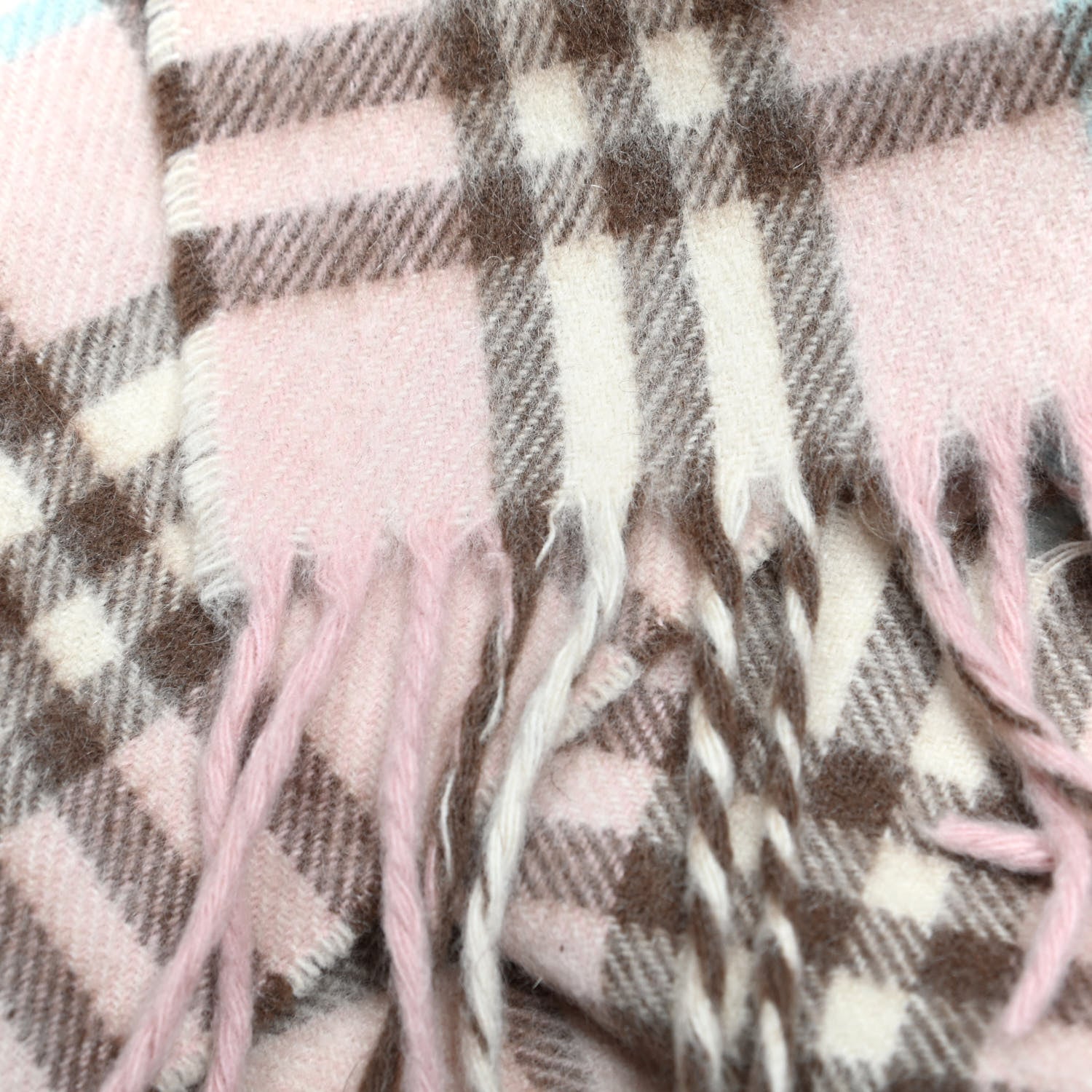 Burberry Cashmere Vintage Check Fringe Scarf Pink 4 of 4