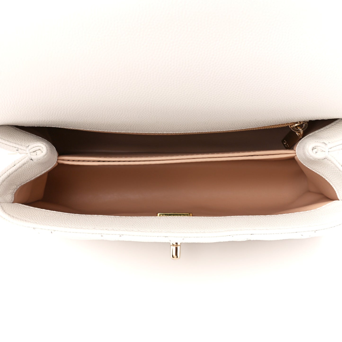 Caviar Quilted Mini Coco Chain Handle Flap White