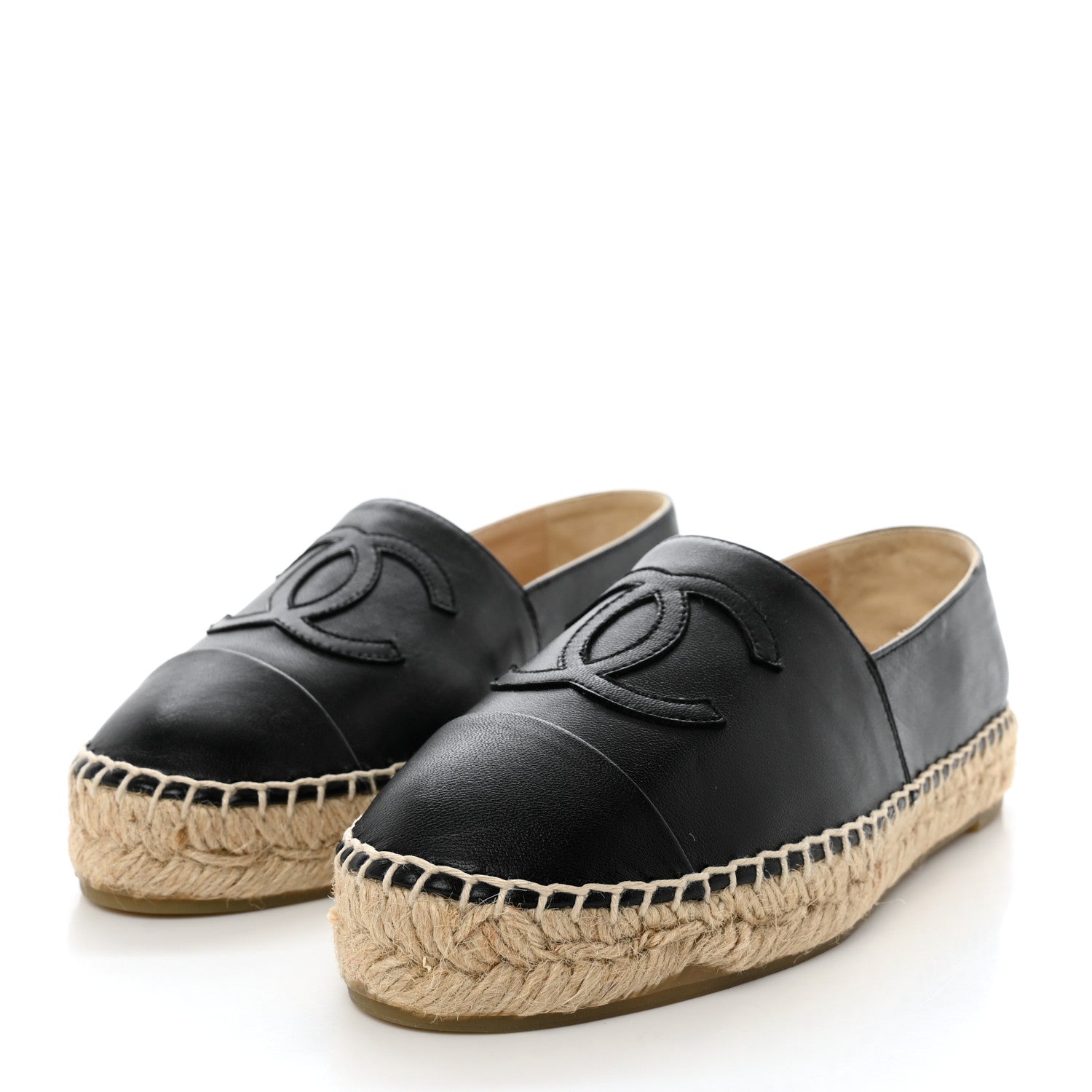 Chanel Lambskin CC Espadrilles 36 Black 3 of 9