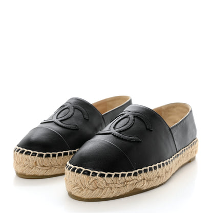 Chanel Lambskin CC Espadrilles 36 Black 3 of 9