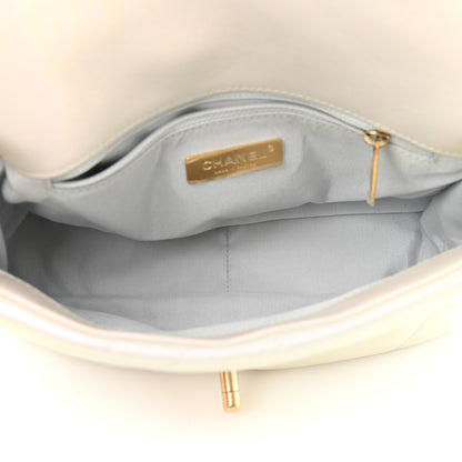 Chanel Iridescent Calfskin Quilted Medium Chanel 19 Flap White 5 of 11