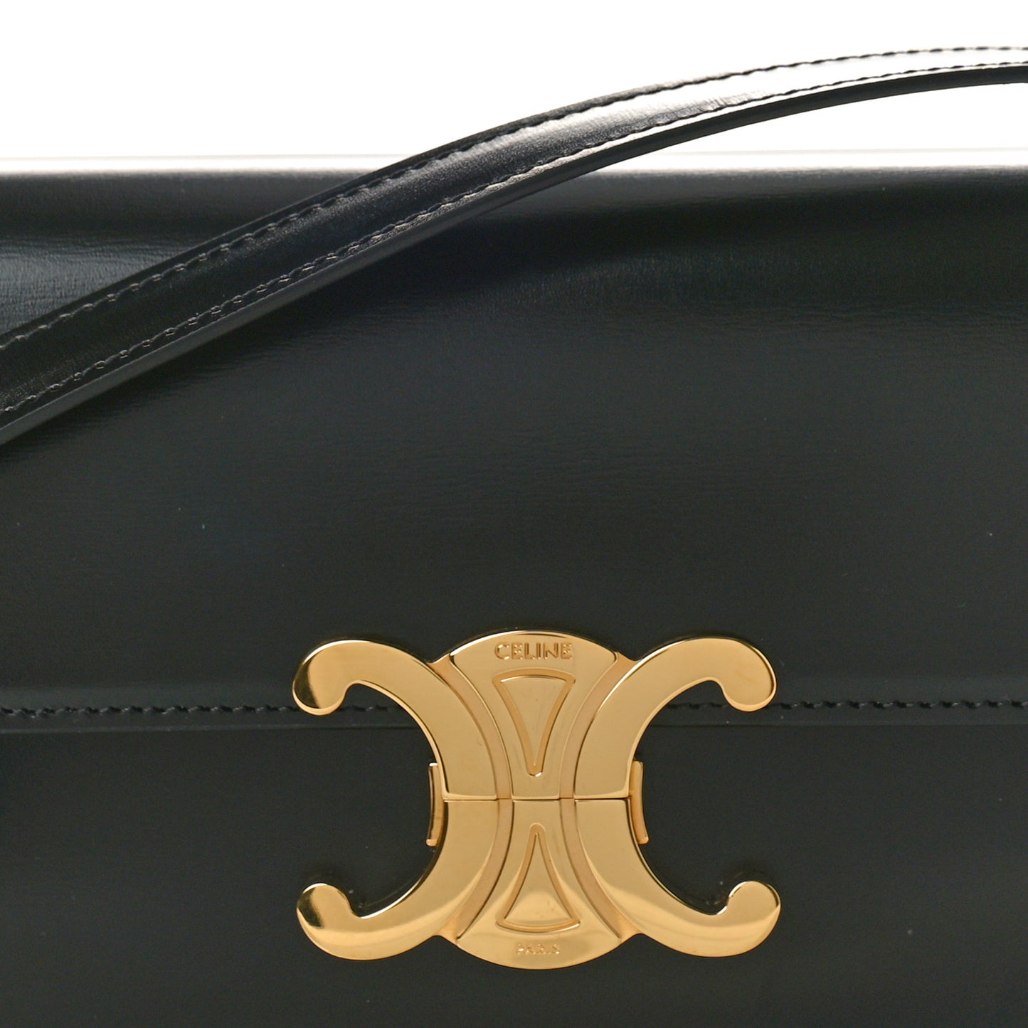 Shiny Calfskin Triomphe Shoulder Bag Black