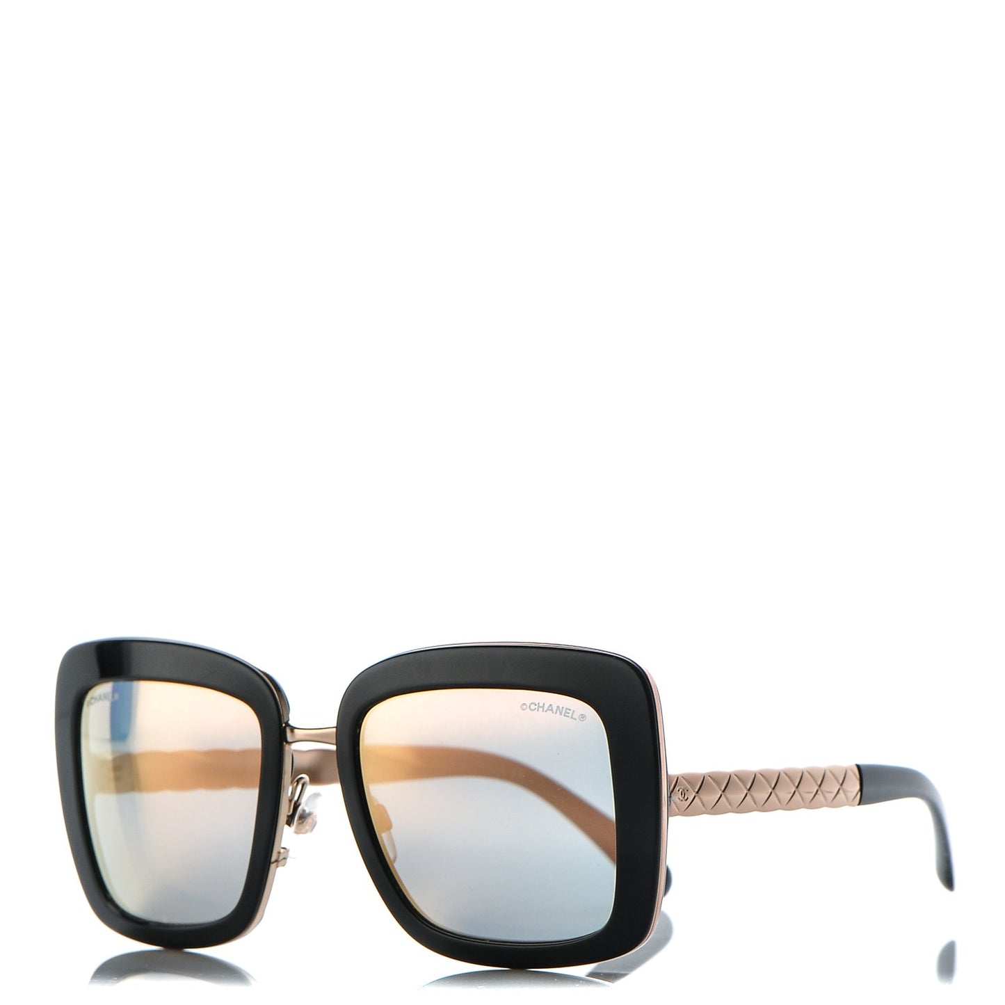 Metal Square Spring Sunglasses 5369 Black Pink Gold