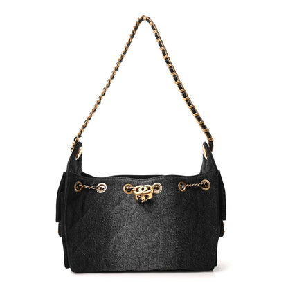 Chanel Washed Denim Quilted Mini Chanel 25 Handbag Black 2 of 19