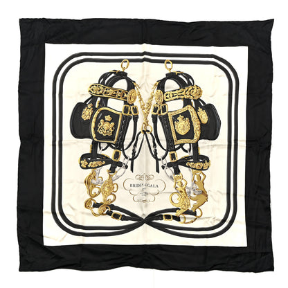 Hermes Silk Brides De Gala Scarf 90 Black Creme Gold 1 of 3