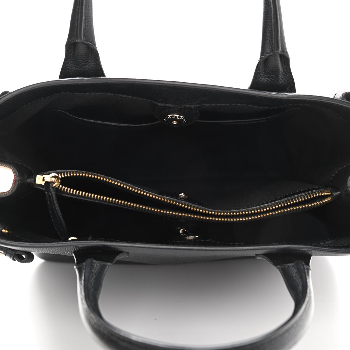 Grainy Calfskin House Check Medium Banner Tote Black