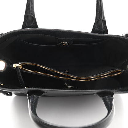 Burberry Grainy Calfskin House Check Medium Banner Tote Black 5 of 11