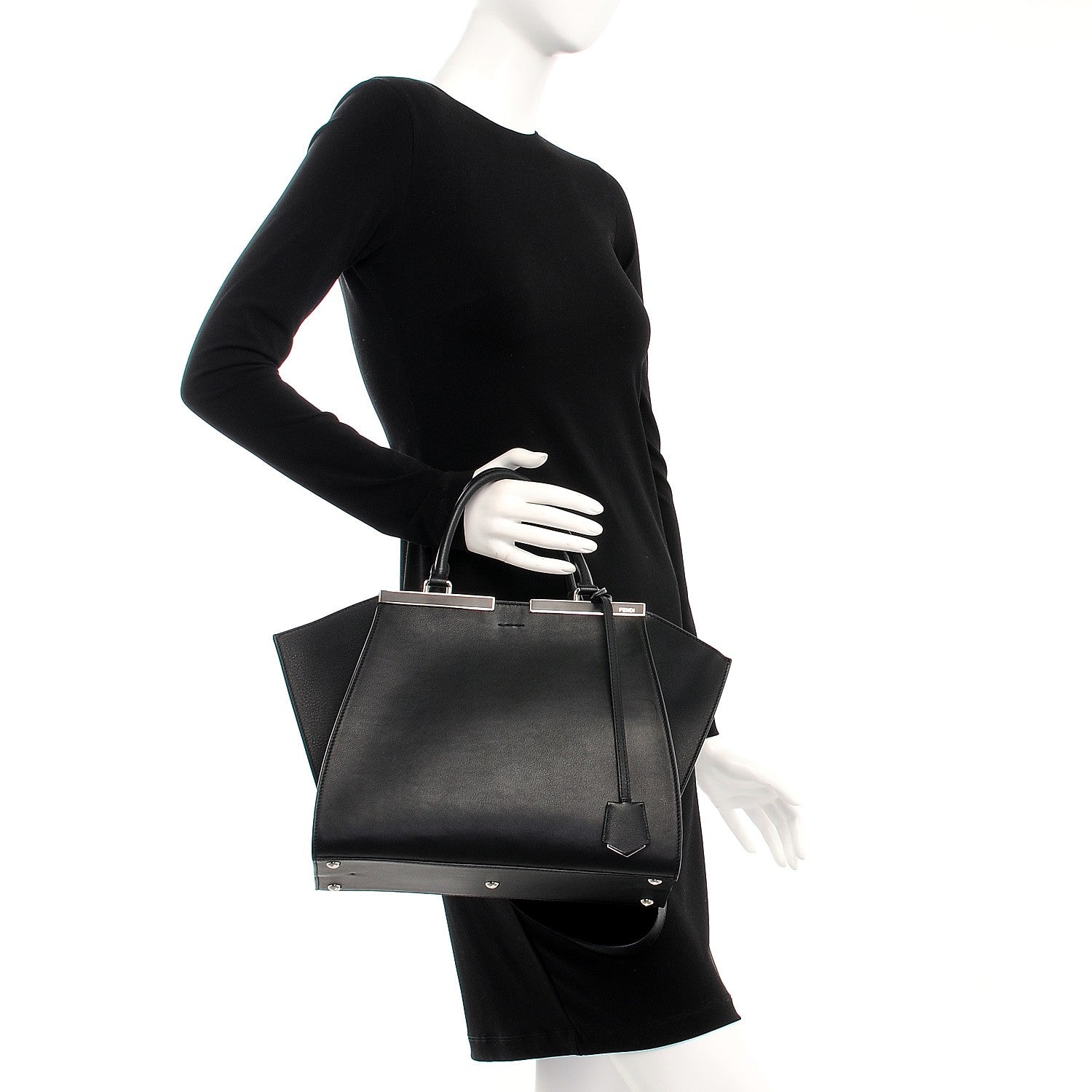 Fendi Vitello Dolce Shiny Nappa Petite 3Jours Tote Black 3 of 9