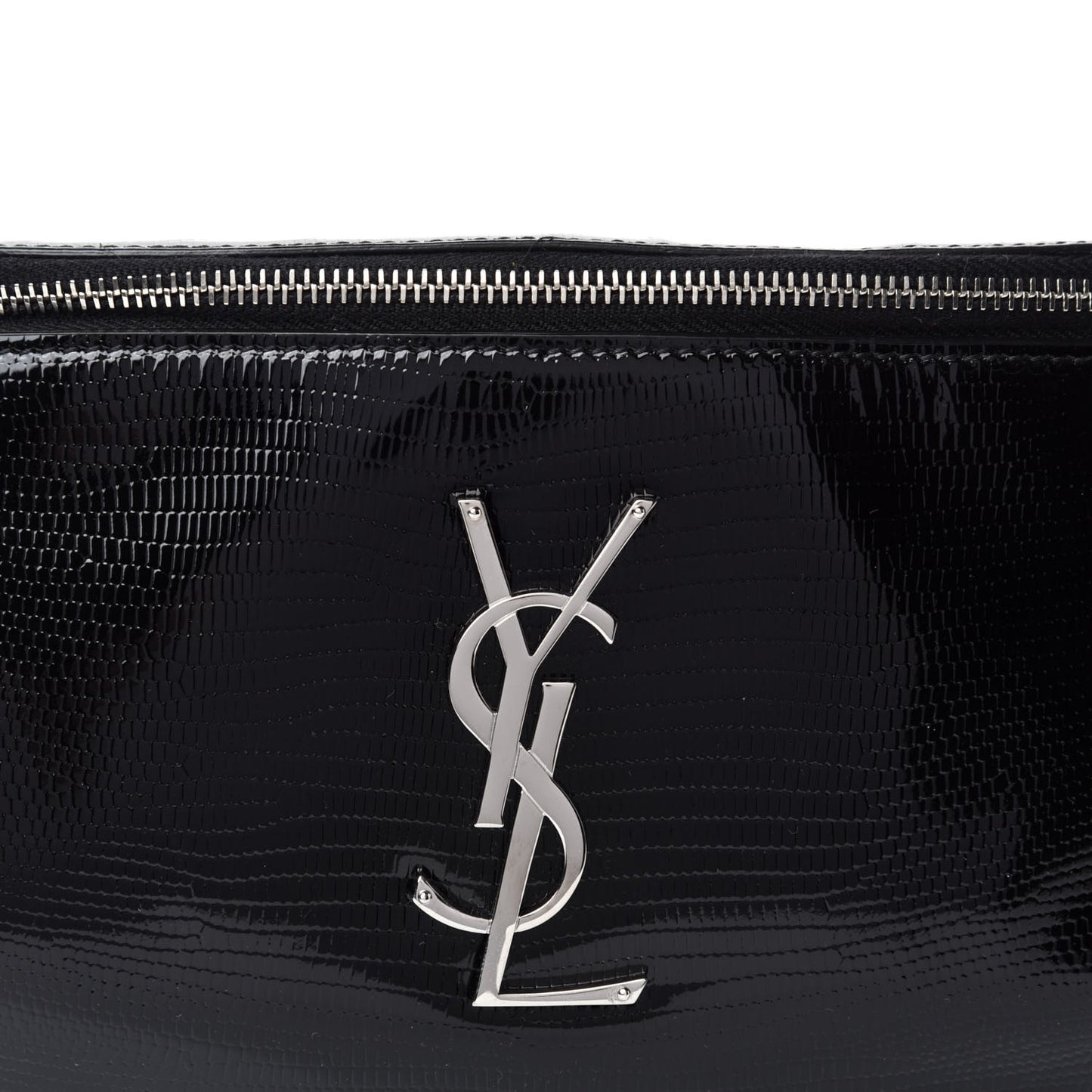 Lizard Embossed Calfskin Belt Bag Black