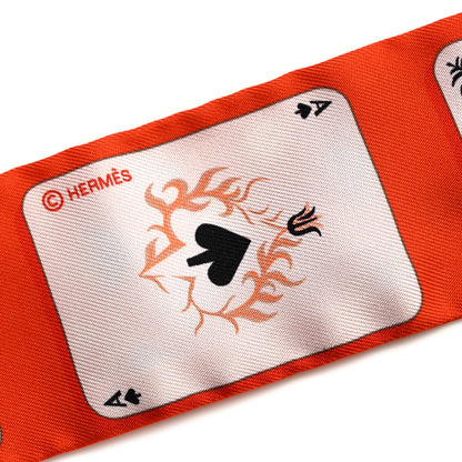 Hermes Silk Jeu de Cartes Twilly Vermillon Rouge White 4 of 5