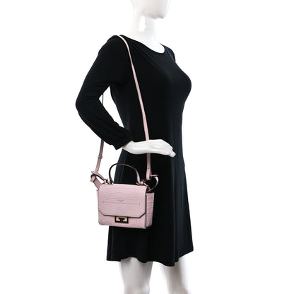 Givenchy Calfskin Crocodile Embossed Mini Eden Top Handle Pink 2 of 13