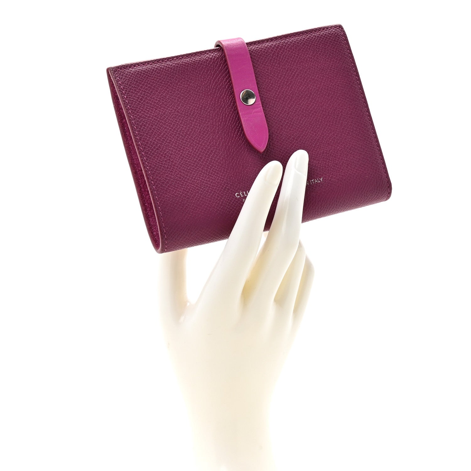 Celine Grained Calfskin Medium Multifunction Strap Wallet Magenta 2 of 11