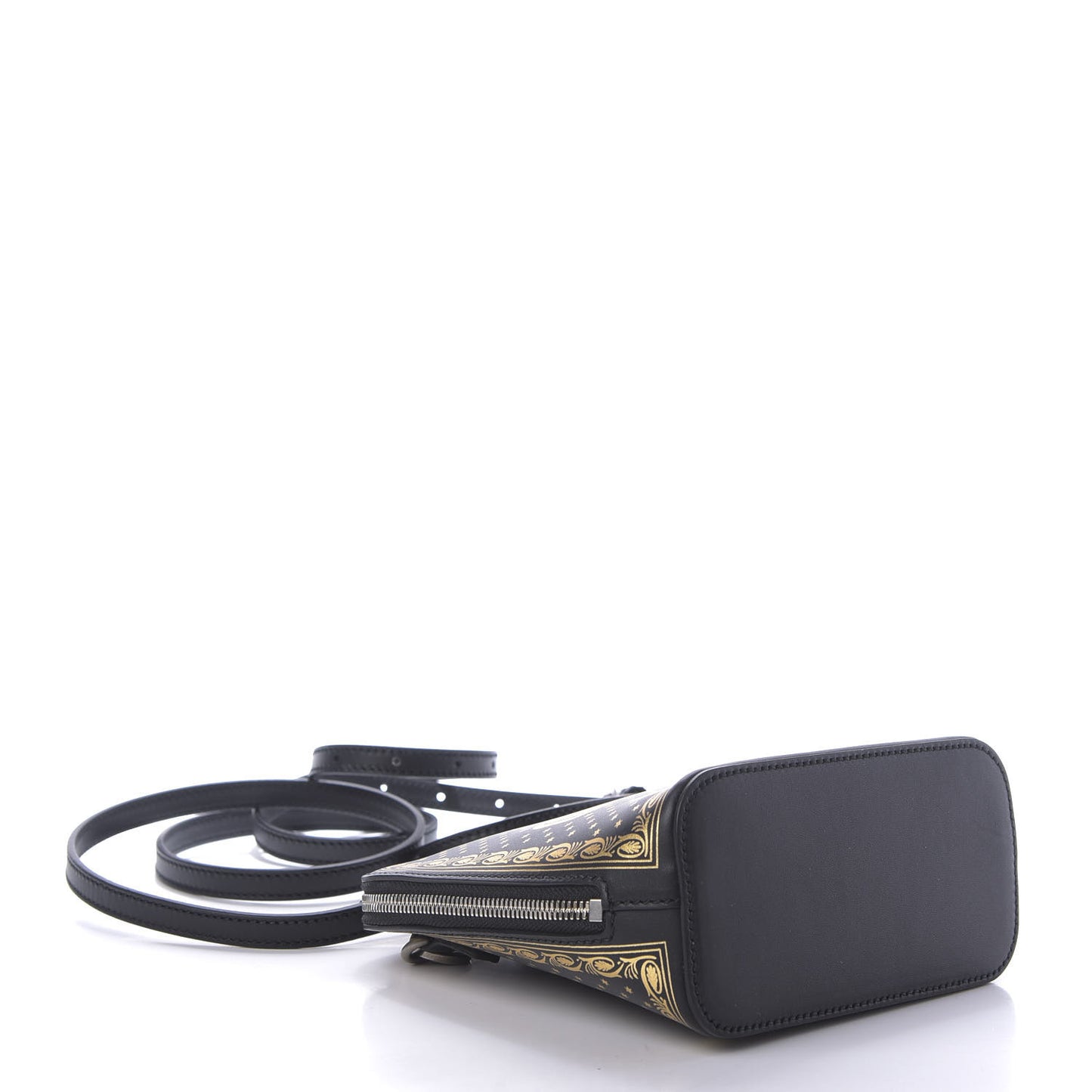 X SEGA Calfskin GUCCY Stars Mini Dome Shoulder Bag Black Gold