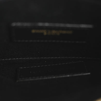 Saint Laurent Calfskin Crocodile Embossed Monogram Bill Pouch Black 5 of 11