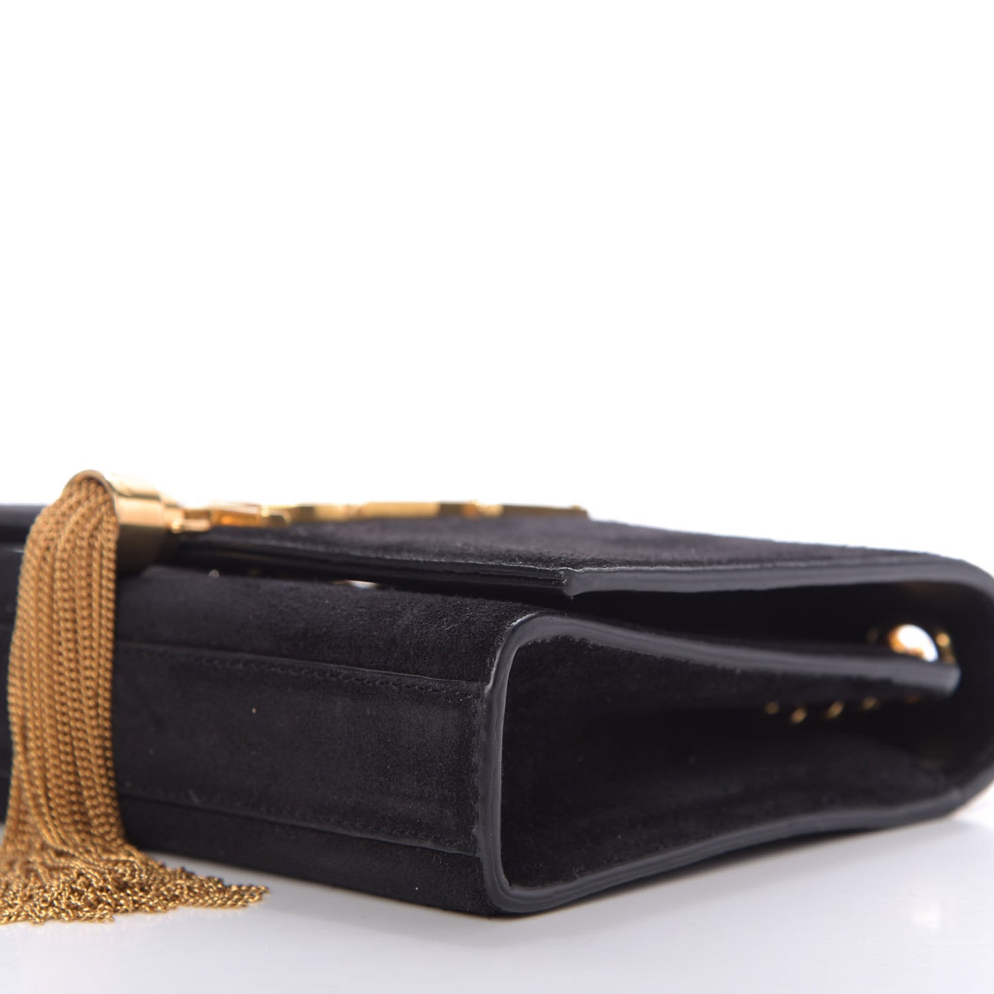 Suede Small Classic Monogram Kate Tassel Satchel Black