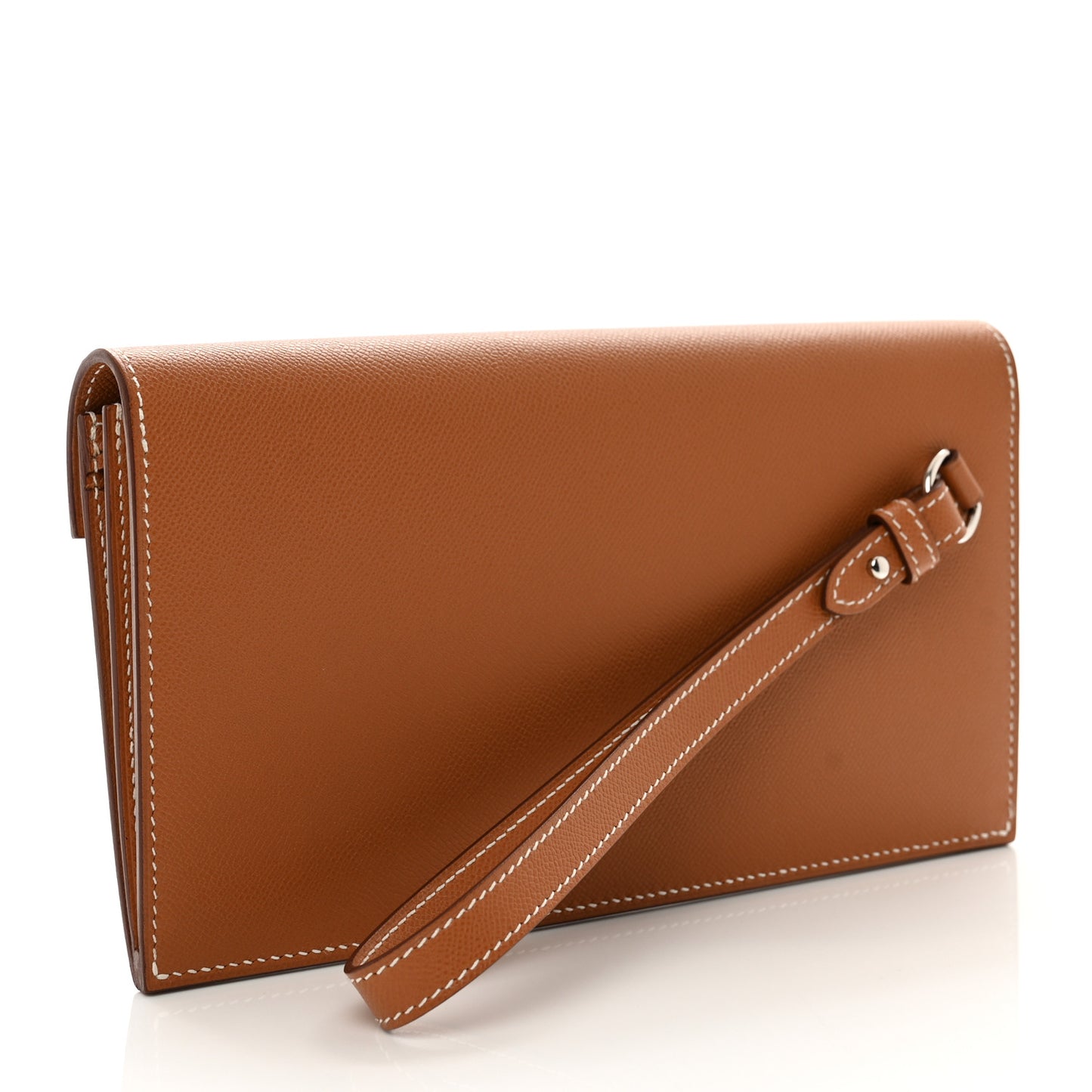 Madame Calfskin Kelly Pocket Long Wallet Gold
