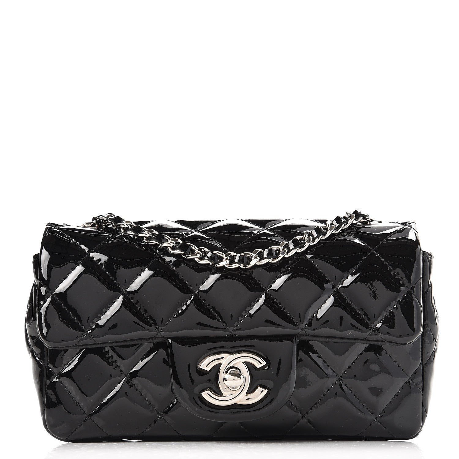 Chanel Patent Calfskin Quilted Mini Rectangular Flap Black 1 of 9