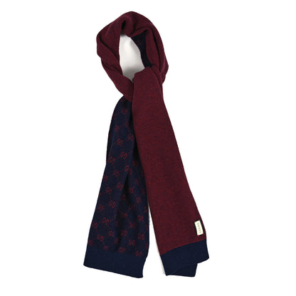 Gucci Alpaca Wool Knit GG Monogram Hog Scarf Navy Red 1 of 4