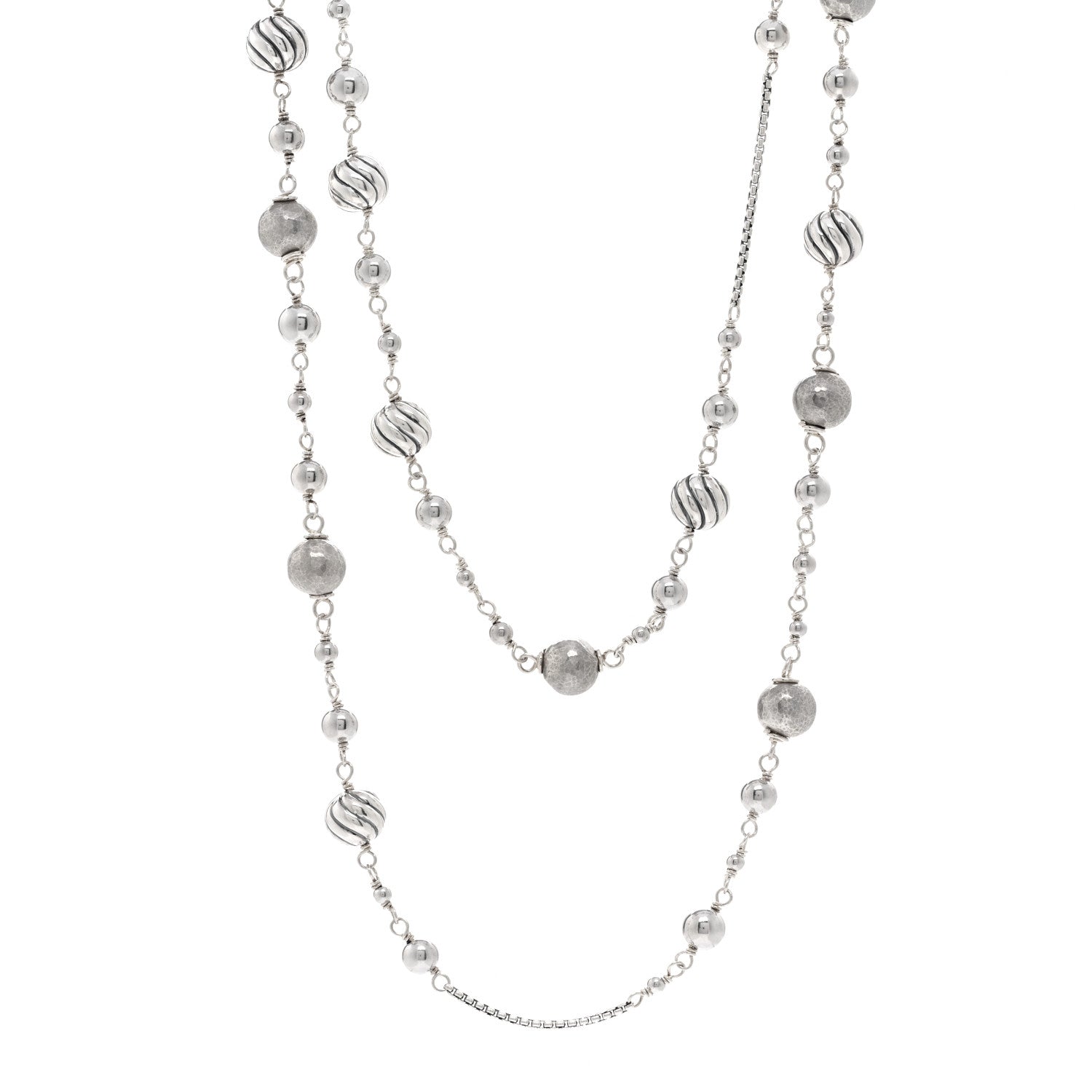 David Yurman Sterling Silver Quatrefoil Bead Chain Necklace 1 of 4