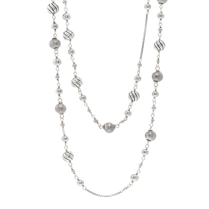 David Yurman Sterling Silver Quatrefoil Bead Chain Necklace 1 of 4