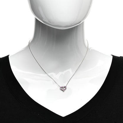 Tiffany Platinum Diamond Pink Sapphire Mini Heart Pendant Necklace 2 of 5