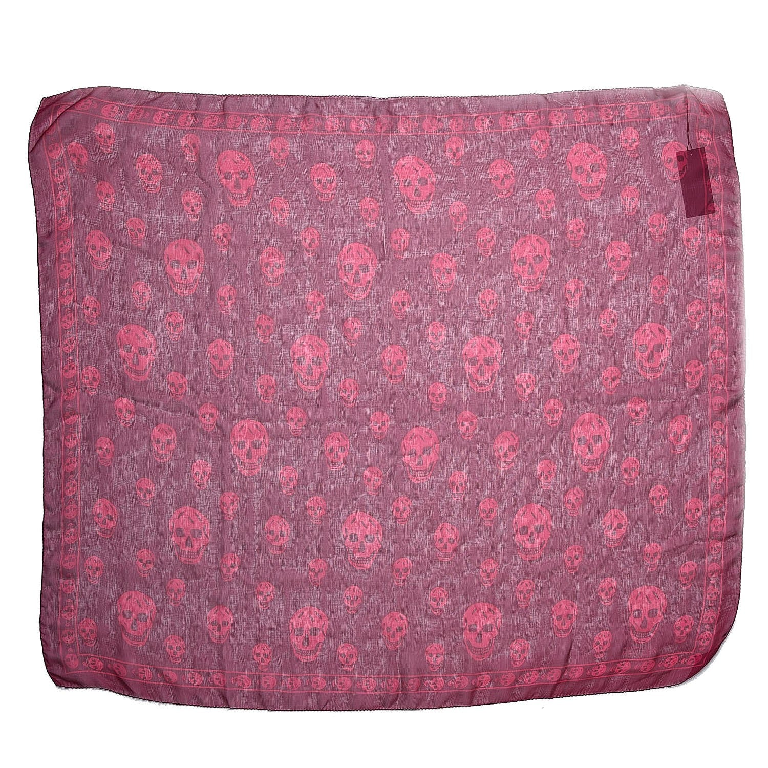 Alexander McQueen Silk Chiffon Skull Scarf Red Pink 3 of 6