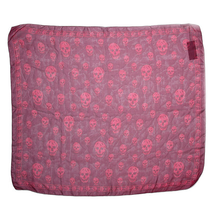 Alexander McQueen Silk Chiffon Skull Scarf Red Pink 3 of 6