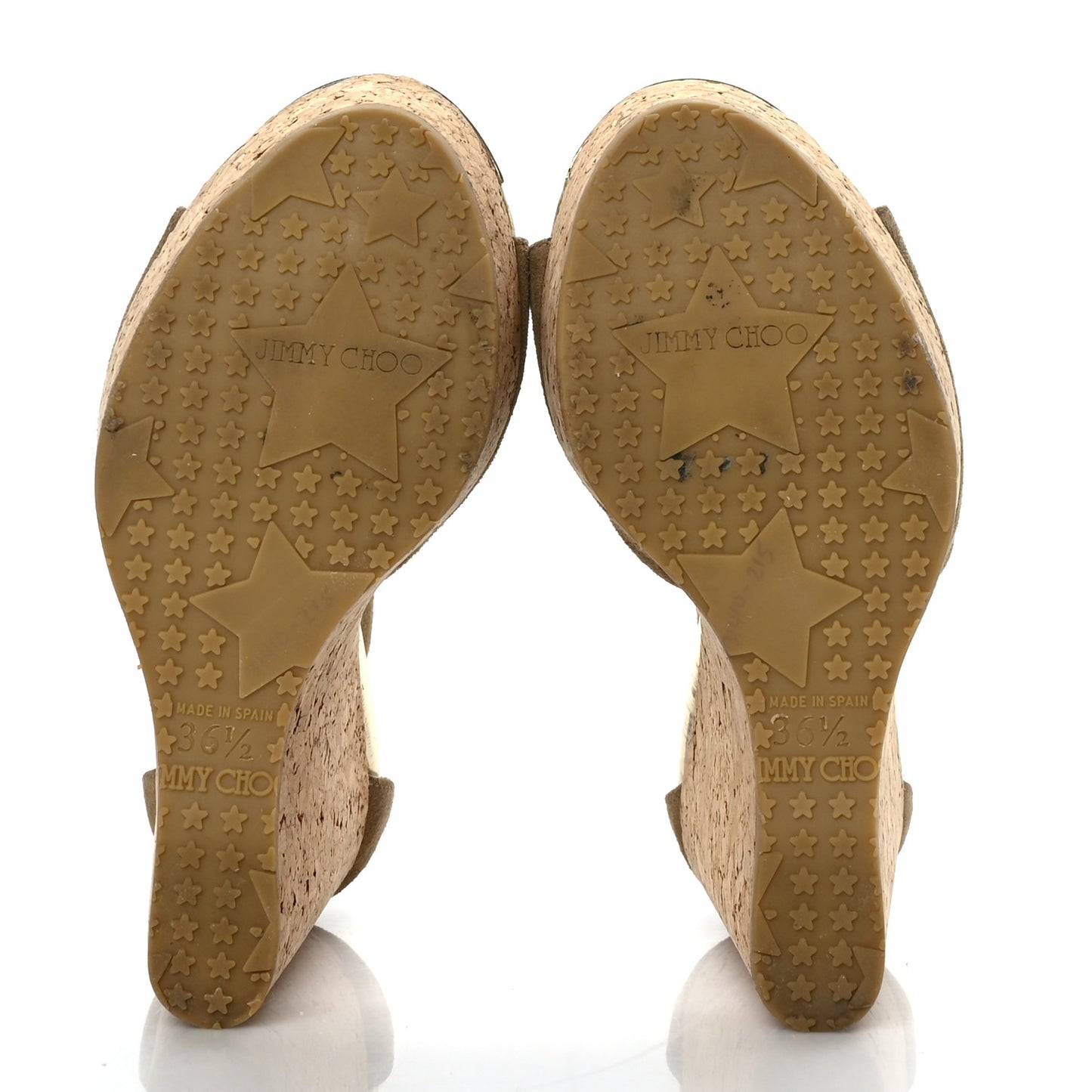 Suede Peep-Toe Cork Wedge Sandal 36.5 Beige