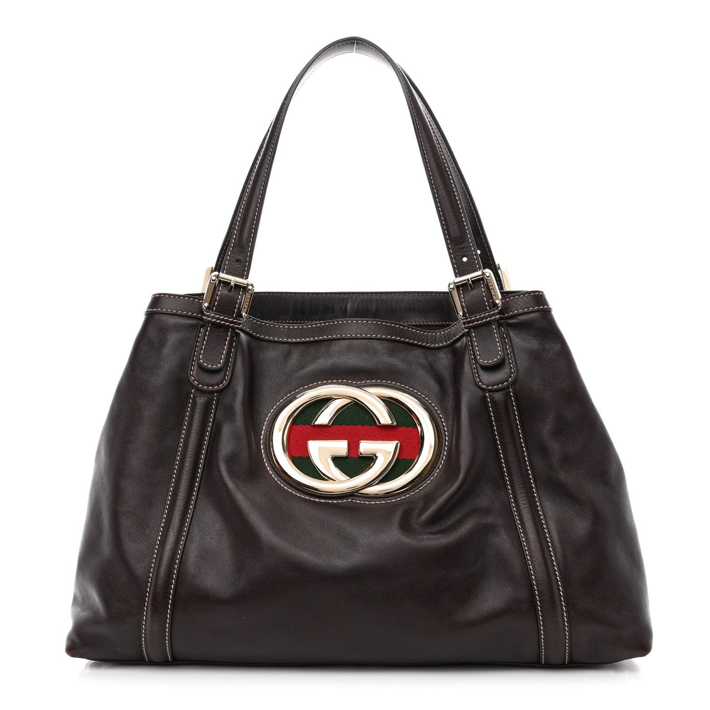 Calfskin Medium Britt Tote Dark Brown
