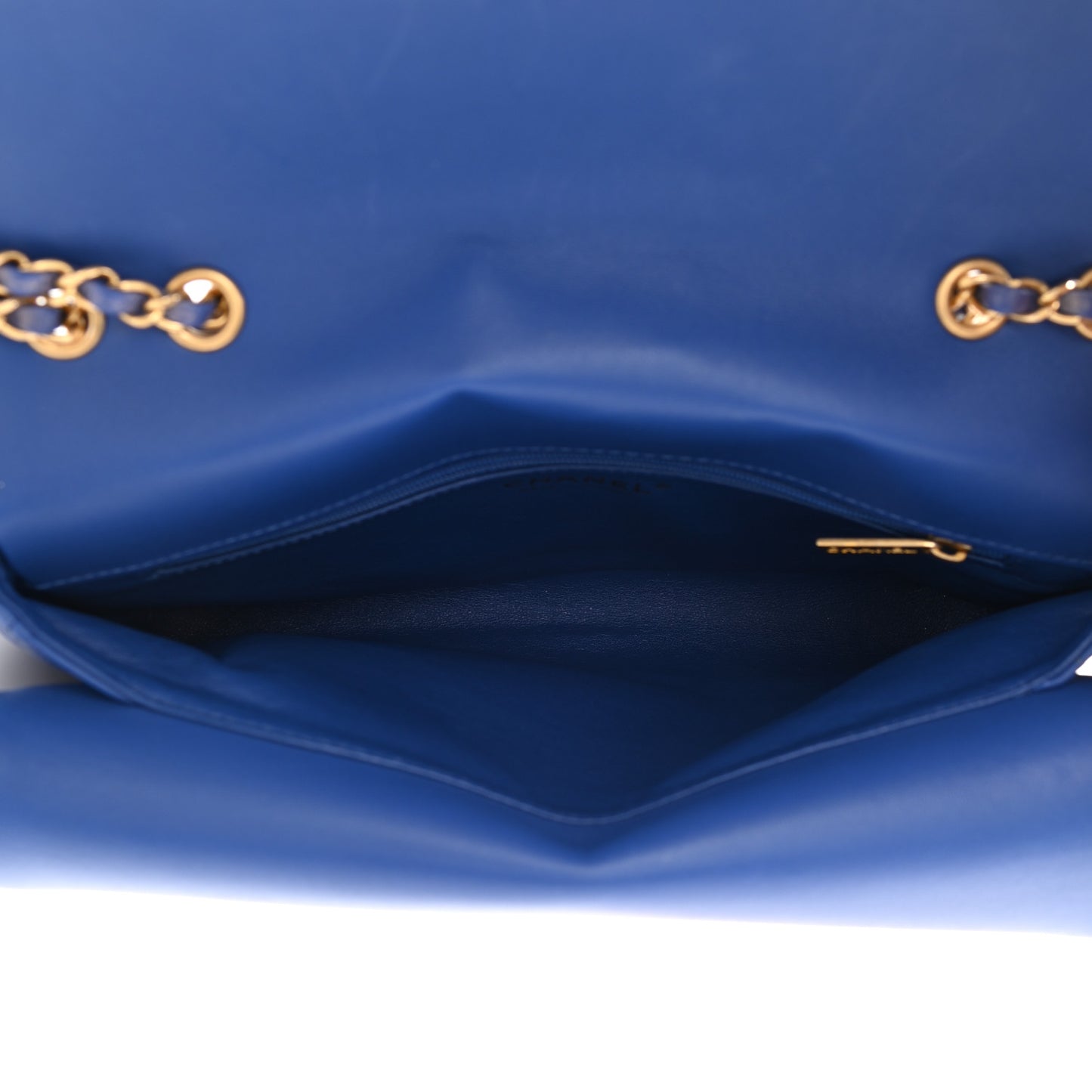 Metallic Calfskin Quilted Large CC Chic Flap Blue