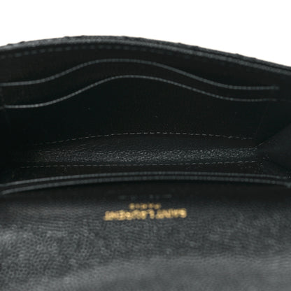 Saint Laurent Grain De Poudre Textured Mixed Matelasse Triquilt Small Monogram Envelope Wallet Black 5 of 7