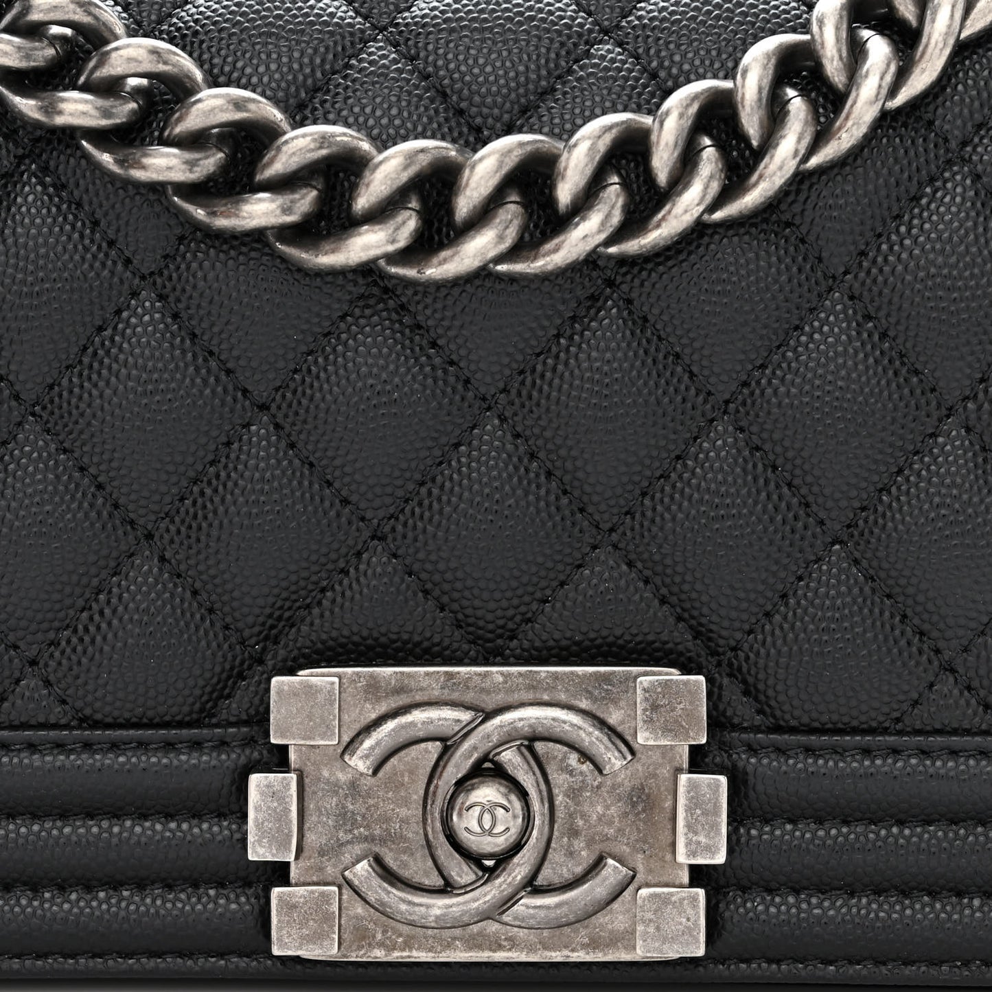 Caviar Quilted Small Boy Flap Black