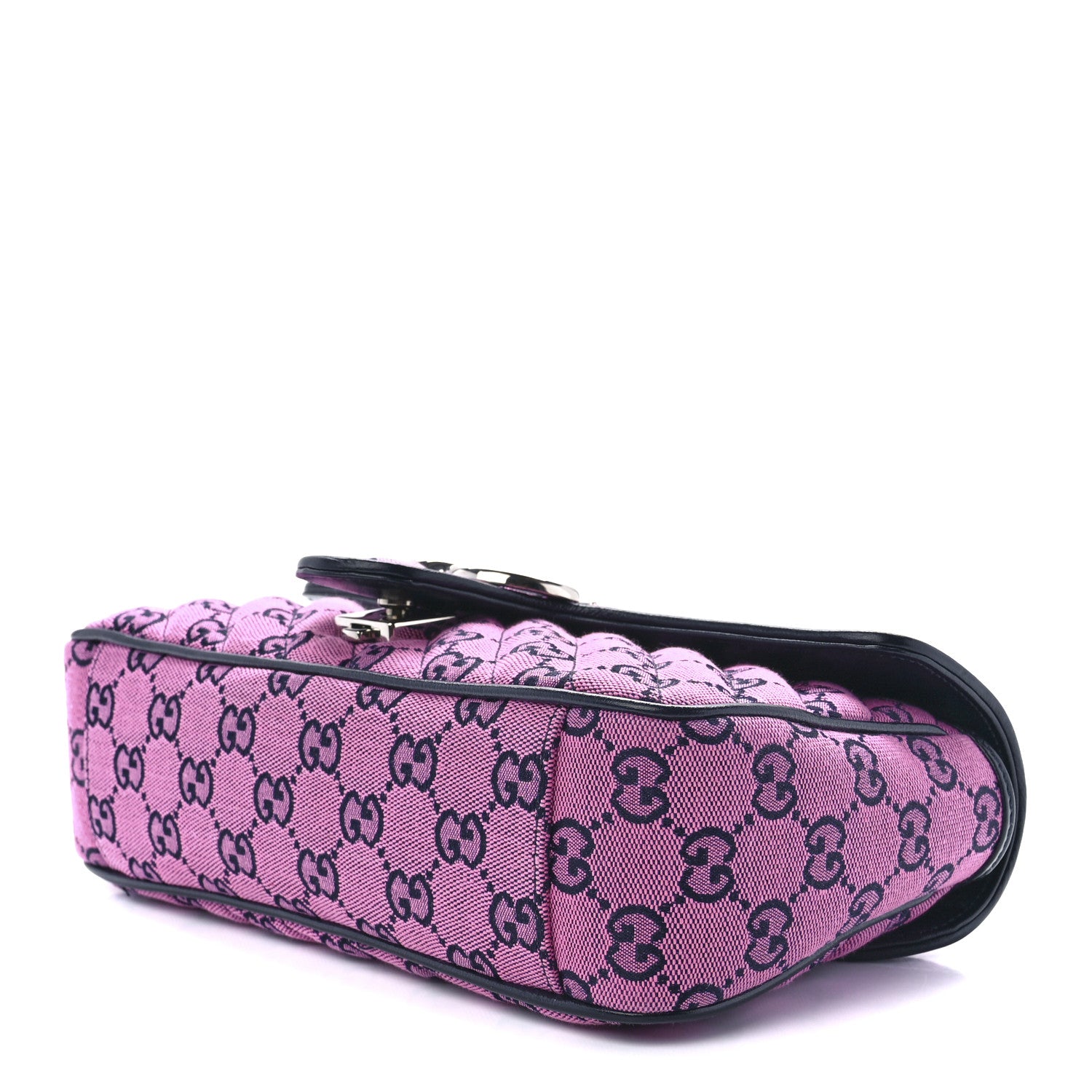 Gucci Monogram Multicolor Matelasse Diagonal Small GG Marmont Shoulder Bag Pink Blue 10 of 12