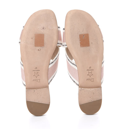 Christian Dior Canvas Rose Mutabilis Embroidered Dway Criss Cross Slide Sandals 37 Multicolor 5 of 12