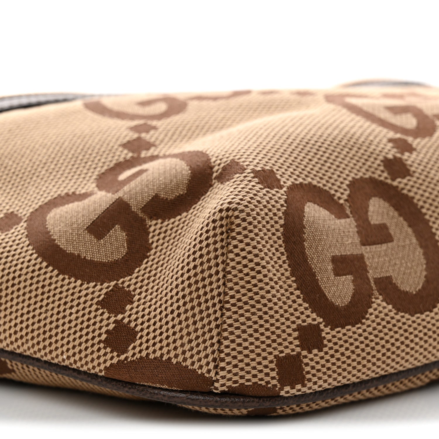 Gucci Monogram Jumbo GG Textured Dollar Calfskin Web Belt Bag