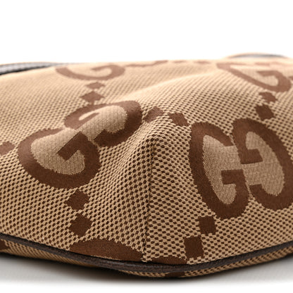Gucci Monogram Jumbo GG Textured Dollar Calfskin Web Belt Bag Camel Ebony New Acero 9 of 10