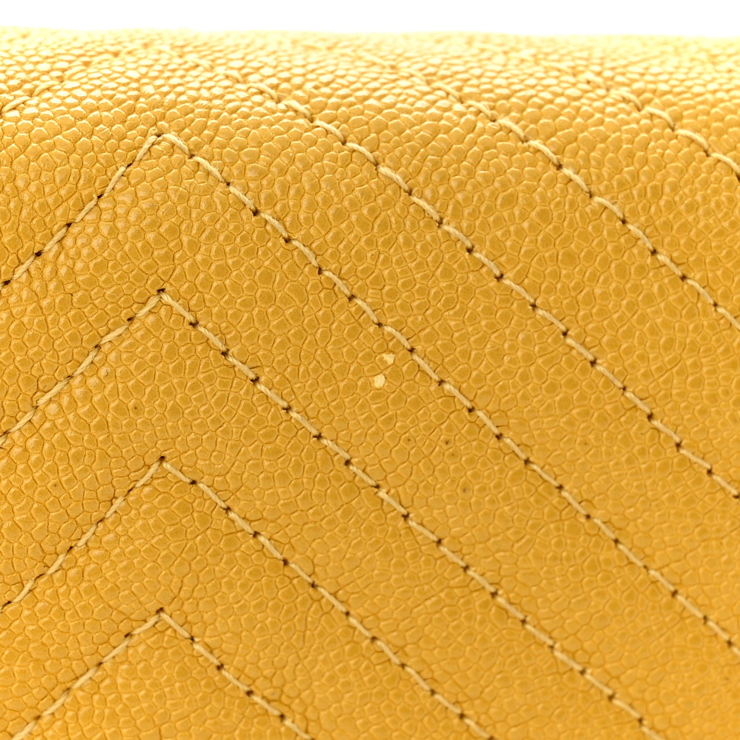 Caviar Chevron Quilted Boy Wallet On Chain WOC Yellow Yellow