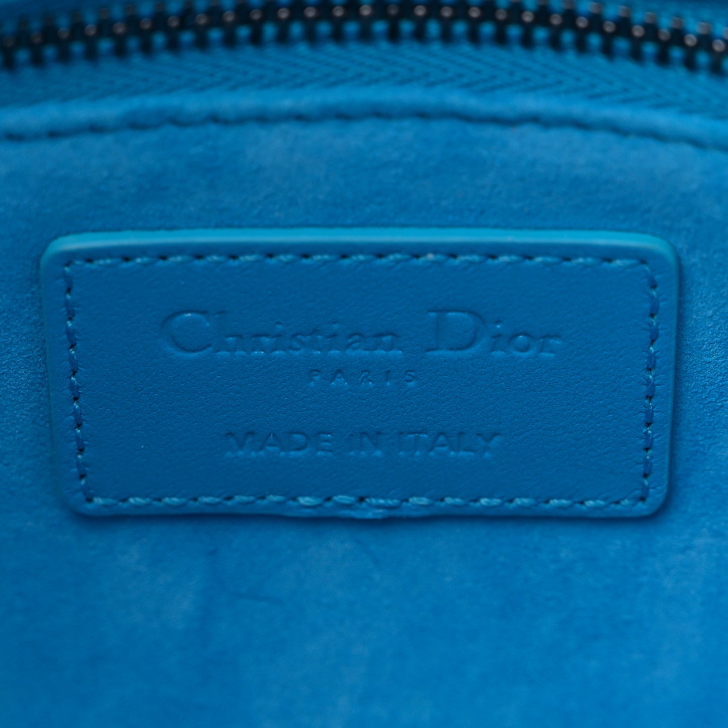 Lambskin Cannage Small Lady Dior Bright Blue