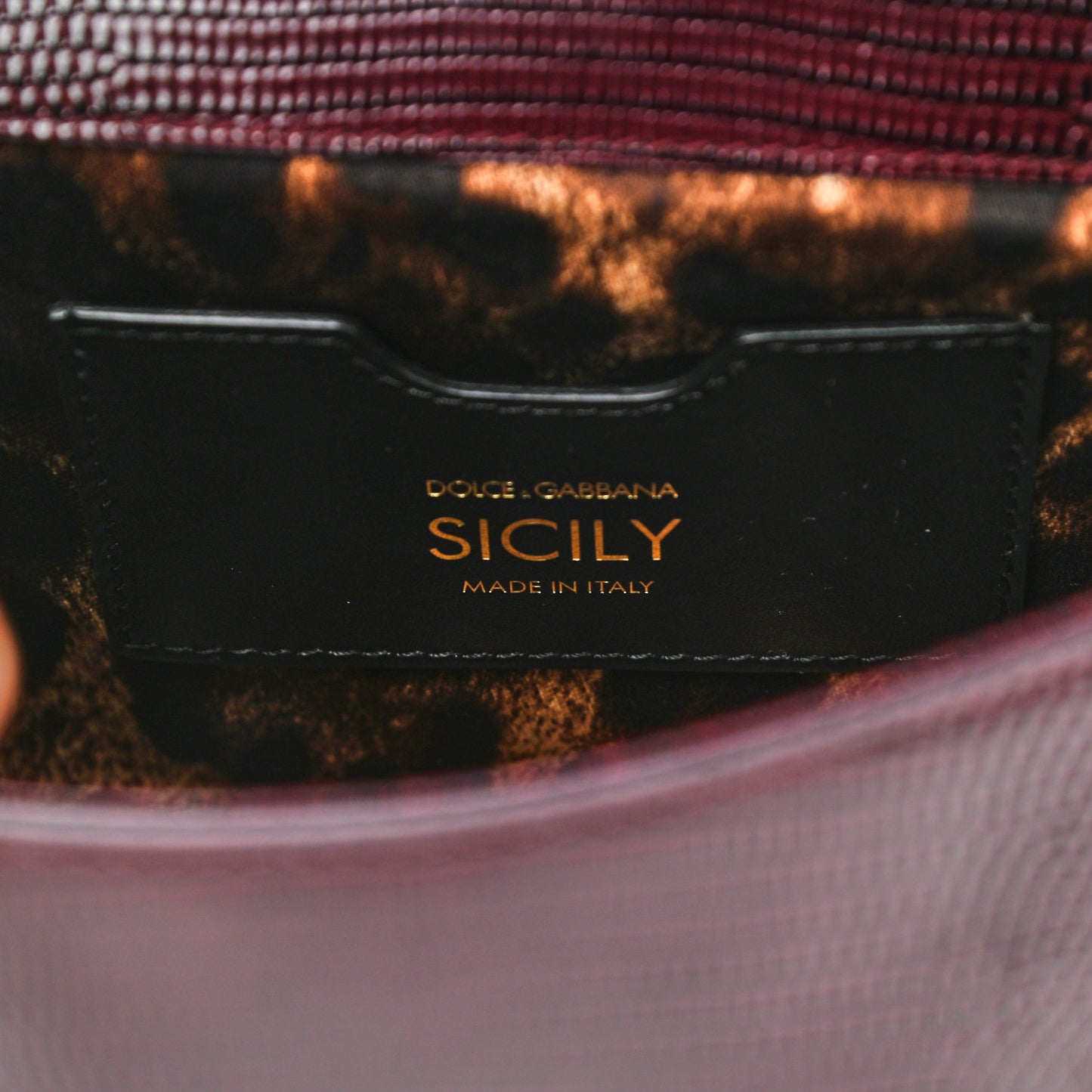 Lizard Calfskin Embossed Small Miss Sicily Satchel Burgundy