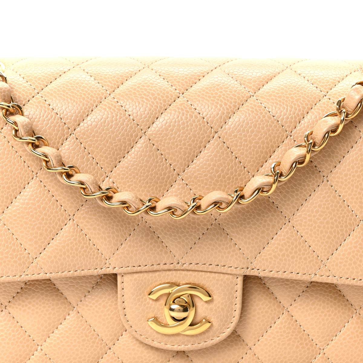 Chanel Caviar Quilted Medium Double Flap Beige 8 of 11