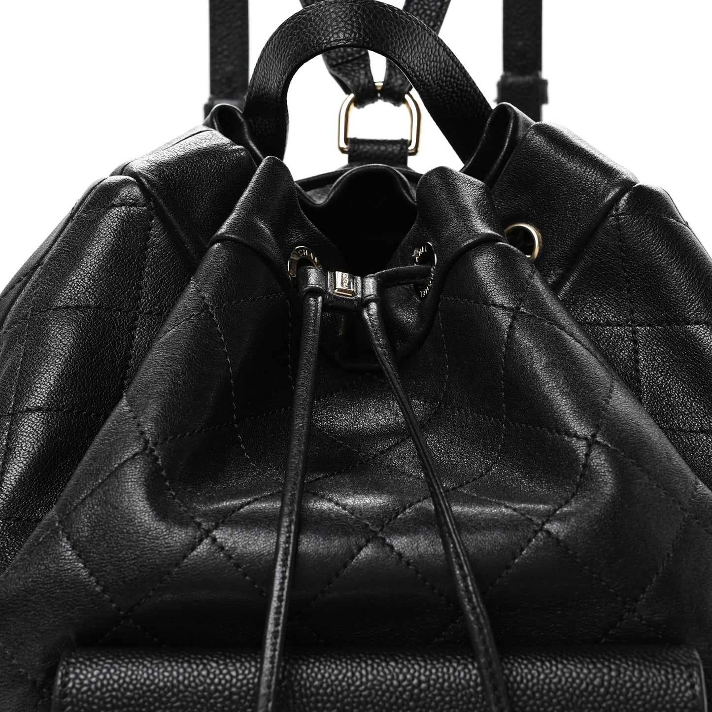 Sheepskin Caviar Quilted Daily Round Backpack Black