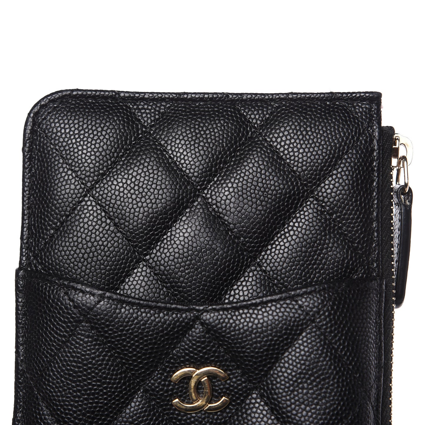 Caviar Quilted Classic Flat Wallet Pouch Black