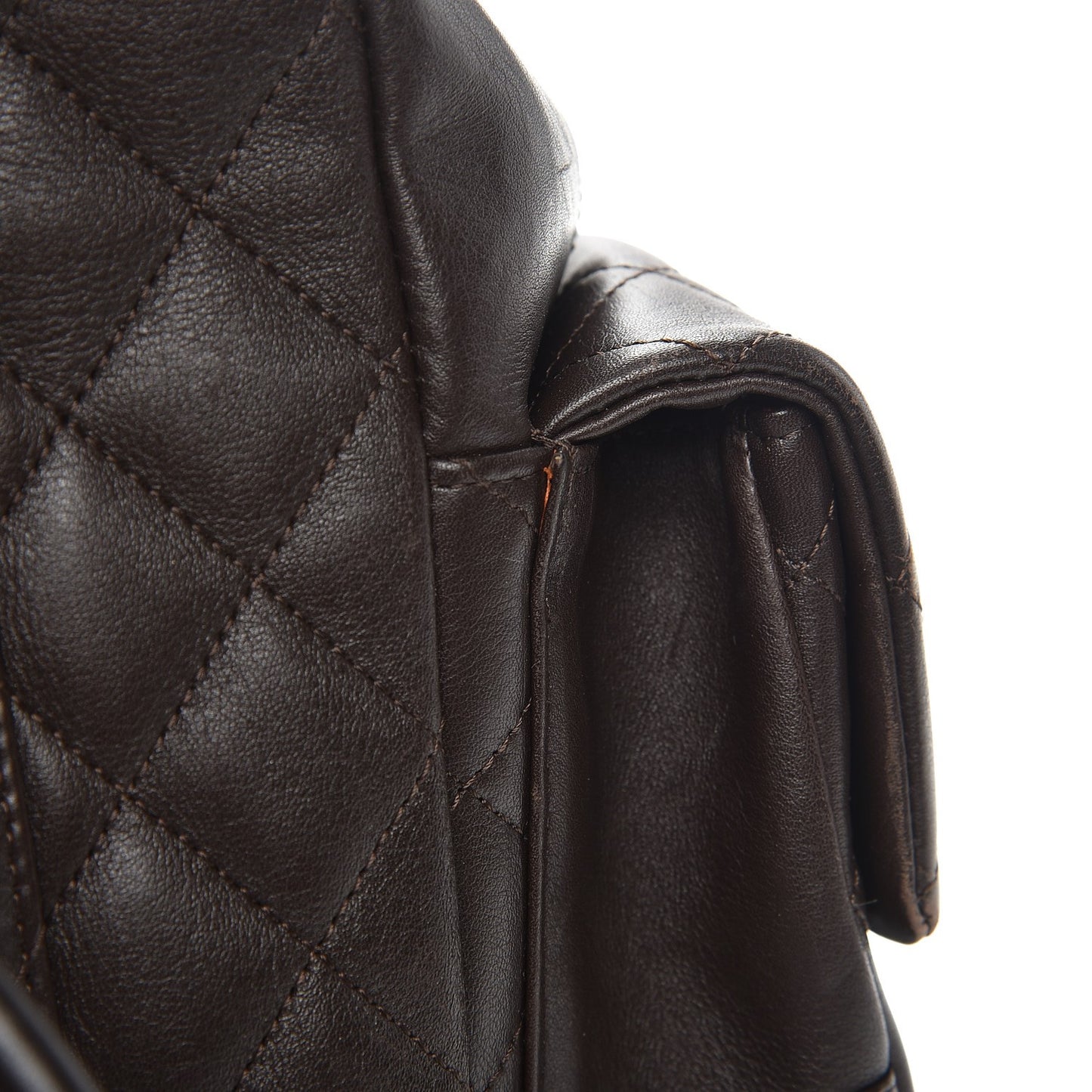 Calfskin Quilted Large Cambon Multipocket Reporter Brown Beige