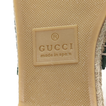 Gucci Malaga Kid Perforated Criss Cross Espadrille Slide Sandals 38.5 Emerald Hibiscus Red 7 of 10