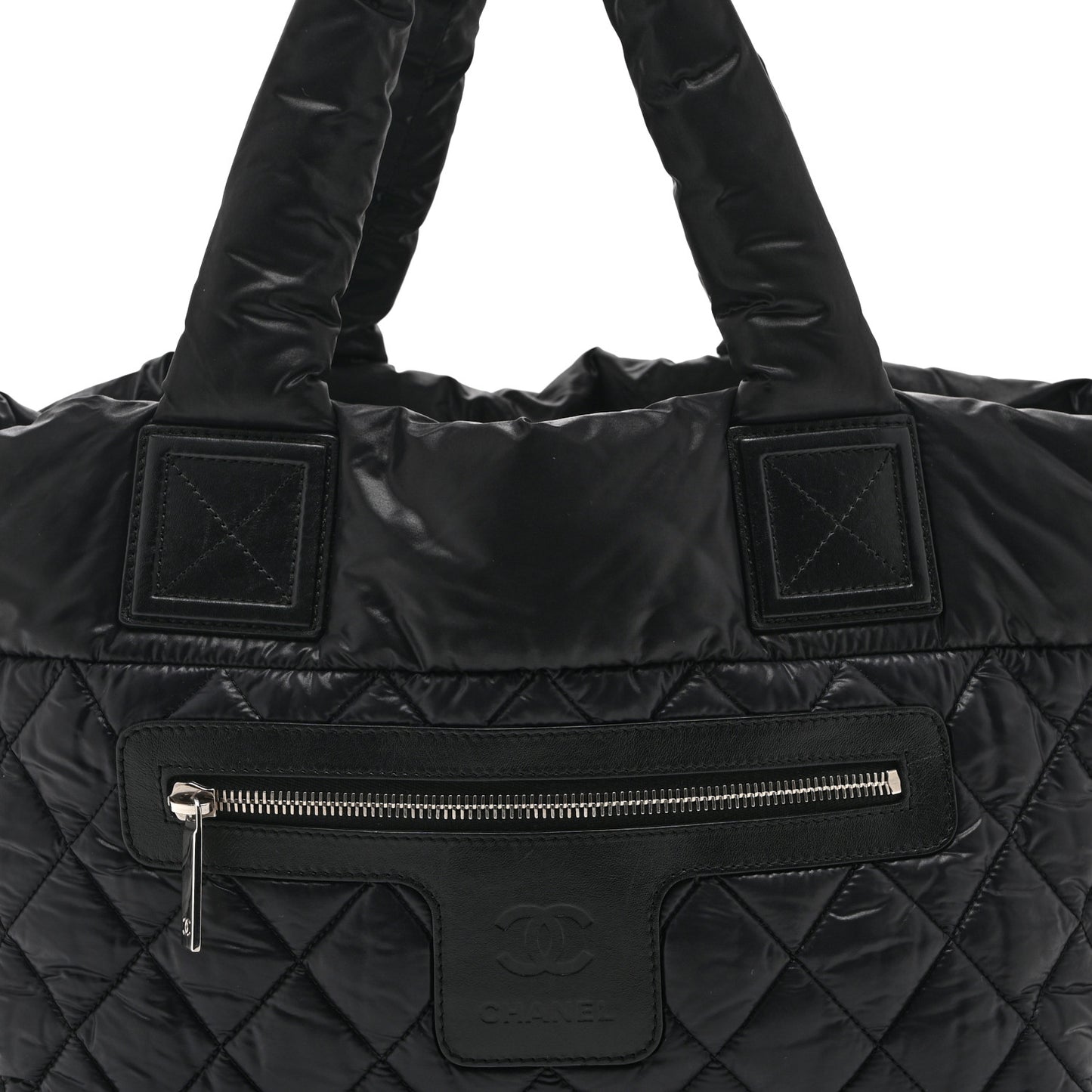 Nylon Quilted Small Coco Cocoon Tote Black