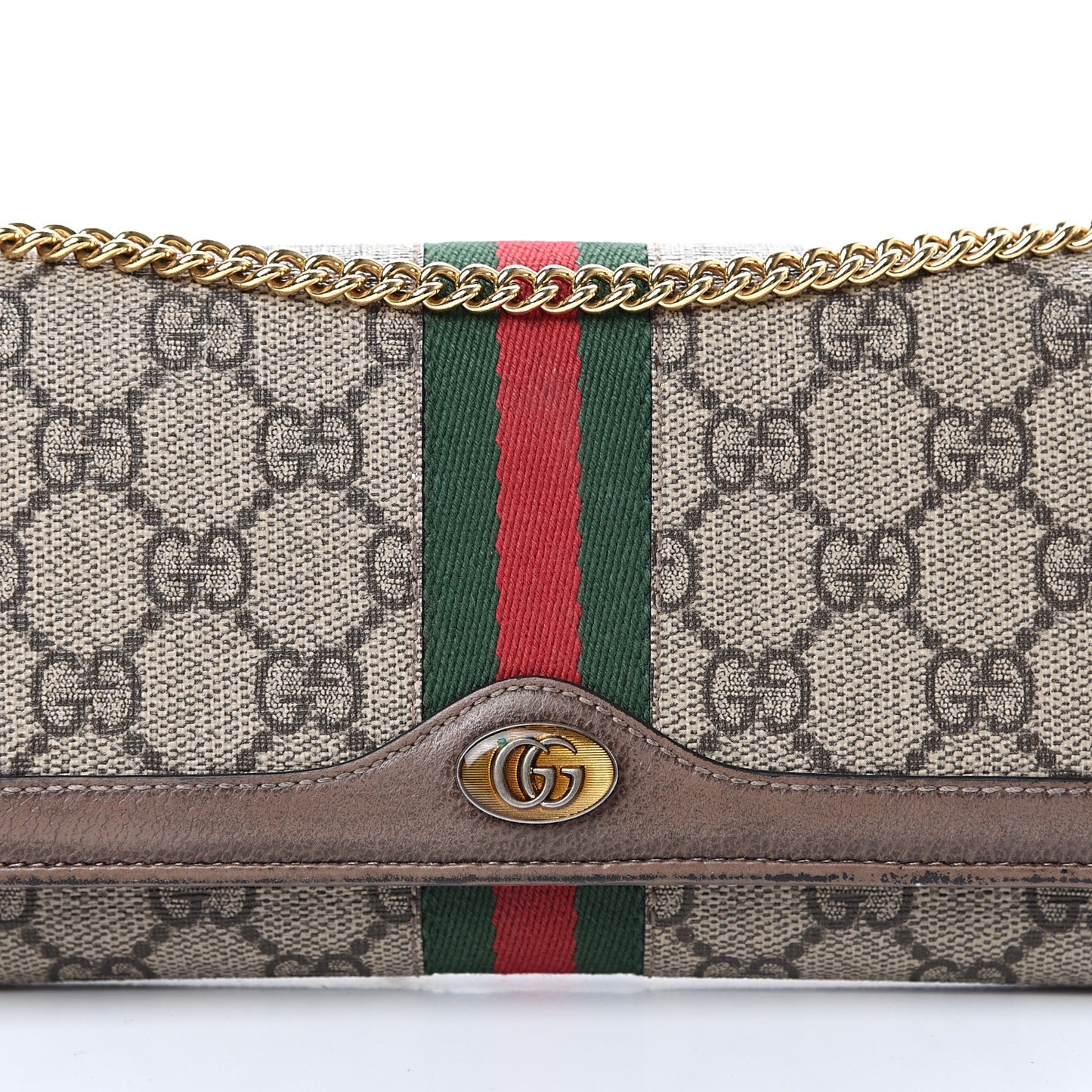 GG Supreme Monogram Web Ophidia Wallet On Chain Brown